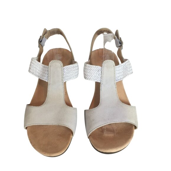 Vionic Womens Kaytie Wedge Sandals Tan & White Size 11 Cork Sole - Picture 2 of 9